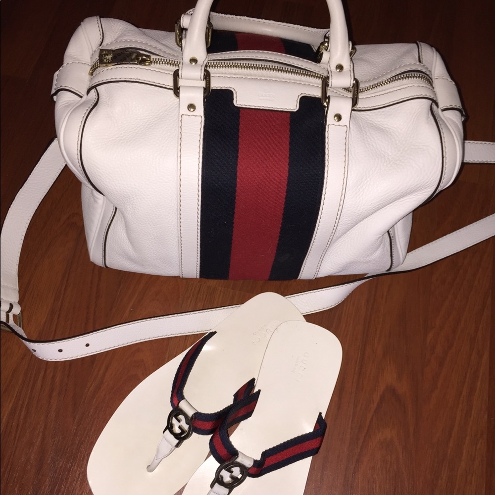 Gucci bag and slides set